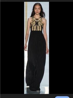 Diane Von Furstenberg maxi dress ~ Darina Gold & Black Metallic Macramé and Silk